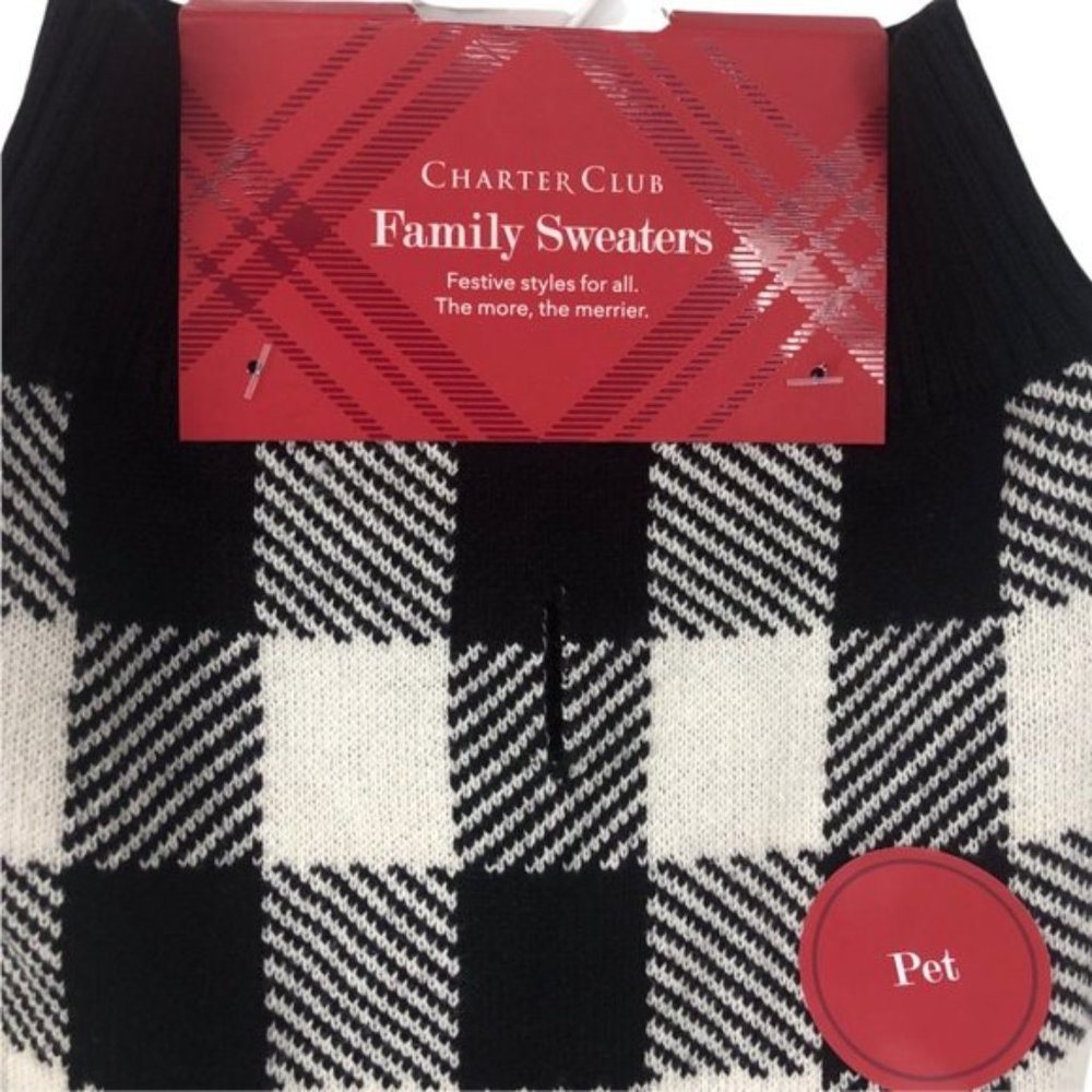 Charter Club Buffalo Check Plaid Dog Sweater NWT - Picture 4 of 12